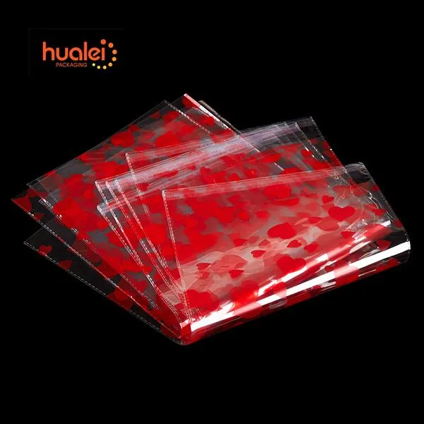 OPP bag with red heart printing